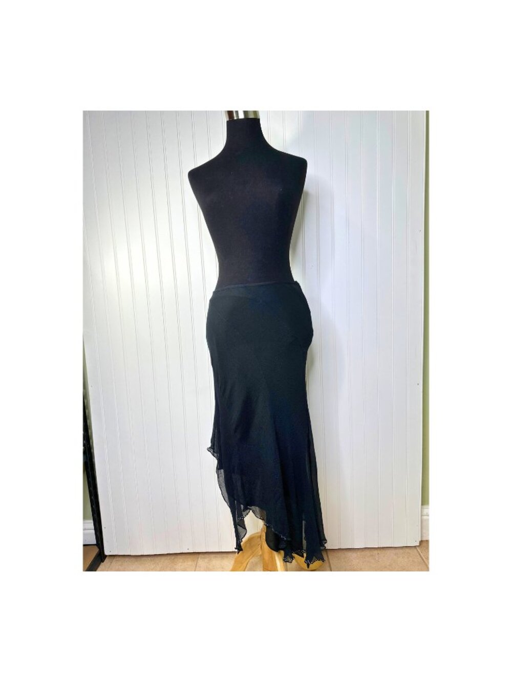 Vintage The Limited 100% Silk Asymmetrical Midi Skirt - Black Whimsigoth Y2K